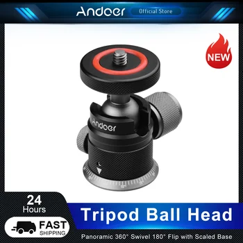 Andoer Topu Kafa Panoramik tripod döngüsü Kafa 360° Döner 180° Flip Ölçekli Taban ile 1/4 Vida DSLR Aynasız kamera tripodu