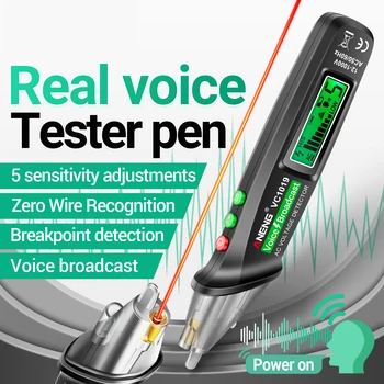 ANENG LCD Dijital test kalemi temassız Ses Yayını Test Cihazı Kalem Hassasiyeti Ayarlanabilir Lazer Göstergesi ile Alarm El Feneri