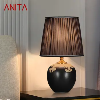 ANİTA Seramik masa lambaları LED Modern Yaratıcı Siyah Karartma masa ışığı Ev Oturma Yatak Odası Başucu Dekor