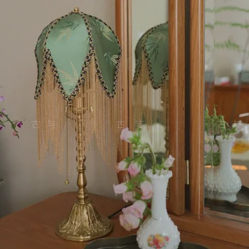 Antik ve estetik perde Çin tarzı Retro masa lambası yatak odası ışık başucu lambası