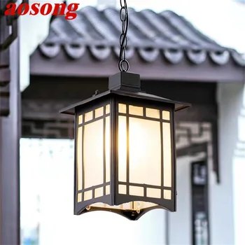 AOSONG klasik kolye ışık Retro Modern açık LED lamba su geçirmez ev koridor dekorasyon için