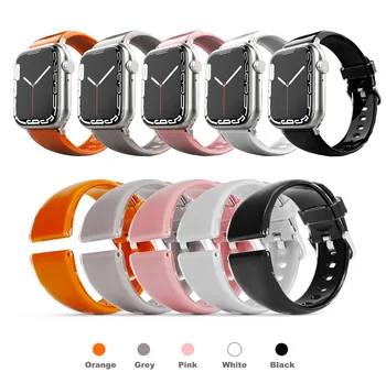 Apple watch için sıvı silikon kayış 45 44 41 40 42 38/iWatch 8-1 jöle şeffaf şeker renk bandı için Ultra 49mm/SE bilezik