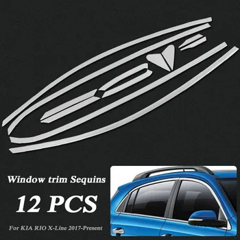 Araba-styling Tam Pencere Trim KİA RİO İçin X-Line KX Cross 2017-Present Araba Pencere Merkezi Pillar Pullu Etiket Harici Aksesuar