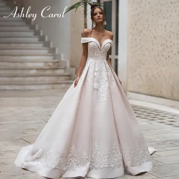 Ashley Carol Zarif Gelinlik Kadınlar İçin 2023 Sevgiliye Kapalı Omuz Boncuklu Aplikler gelin kıyafeti Vestidos De Novia