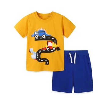 Atlama Metre Yeni Varış Yaz Erkek Giyim Setleri Kısa Kollu Kıyafetler Yürüyor Çocuk Kostüm Pamuk Bebek Takım Elbise