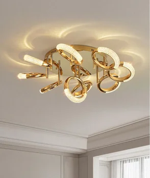 Avizeler LED tavan lambası basit lüks modern altın avize oturma odası dekoratif yatak odası için ev ışıkları