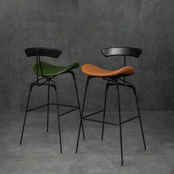 Avrupa demir çubuk Sandalyeler Mutfak Ev Mobilyaları Ahşap Arka Yemek Odası Bar Tabureleri Tasarımcı Lüks Resepsiyon yüksek bar sandalyesi
