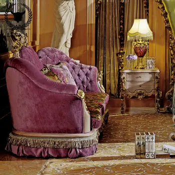 Avrupa tarzı saray kanepe Fransız katı ahşap kumaş kanepe kombinasyonu oturma odası özel mobilya