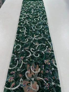 Avrupa ve Amerikan high-end dantel örgü pullu boncuk tüp nakış, moda nakış düğün elbisesi cheongsam kumaş 5 metre