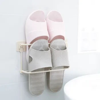 Banyo Ayakkabı Depolama Tutucu Ev Plastik Duvar Asılı Askı Terlik Raf Organizatör 2 Katmanlı Su Geçirmez Flip Flop Raf