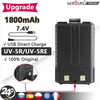 Baofeng UV - 5R 7.4 V 1800mAh Pil Orijinal li-ion pil USB Hızlı Şarj BL-5 İçin UV-5R Walkie Talkie UV - 5RA BF-F8HP UV-5RE