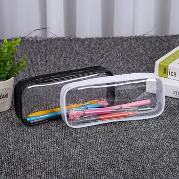 Basit Tarzı Şeffaf PVC kalem Kutusu Kalem Çantası Sevimli kırtasiye malzemesi saklama çantası Şeffaf Kalem Kutusu Okul Kırtasiye Kaynağı