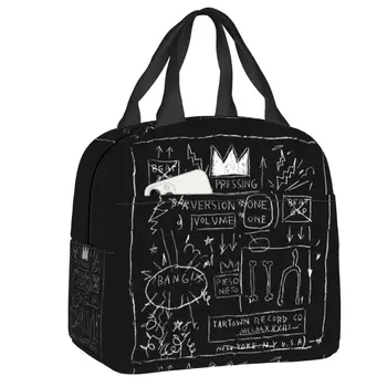 Basquiats Graffiti Sanat Termal Yalıtımlı Öğle Yemeği Çantası Kadın Kullanımlık yemek kutusu için Açık Kamp Seyahat gıda saklama kutusu