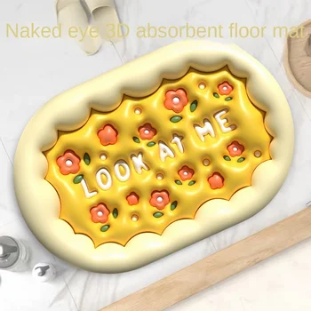 BathMat Çıplak Göz 3D Genişletilmiş Çiçek Banyo Paspas Banyo Lavabo kaymaz Emici Çabuk Kuruyan Halı Diyatom Çamur Mat