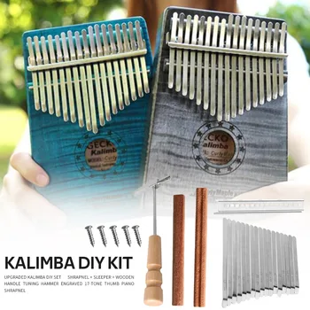 Başparmak Piyano DIY Parçaları Tuşları Kiti Müzikal Keyifli Enstrüman Köprü Tuning Hammer Malzemeleri 17 Tuşları Kalimba