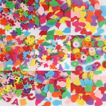 Beadia El Sanatları 100 adet/grup Rastgele Karışık Düz Renk Çok Şekiller Keçe Yama etiket Aplike Scrapbooking DIY Dikiş Aksesuarı