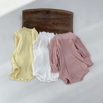 Bebek Kız Erkek Giysileri Düz Renk Uzun Kollu Bebek Giyim Tulumlar 0-24M Pamuk Yenidoğan Bebek Kız Tulum