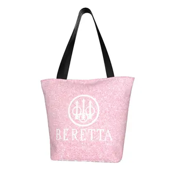 Beretta Bakkal alışveriş çantası Sevimli Baskılı tuval alışveriş çantası omuz çantaları Büyük Kapasiteli Yıkanabilir Askeri Silah Sevgilisi Çanta