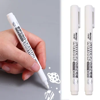 Beyaz işaretleyici kalem 1.5 mm Yağlı Pürüzsüz Dayanıklı Hiçbir Solmaya Su Geçirmez Graffiti Kalemler Kalıcı Jel Kalem Kumaş Ahşap Deri İşaretleyici