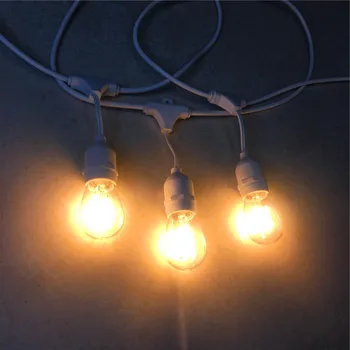 Beyaz Kordon LED Ticari Sınıf Açık dize ışıkları Kısılabilir Edison S14 LED Ampuller Su Geçirmez Tatil Düğün Aydınlatma
