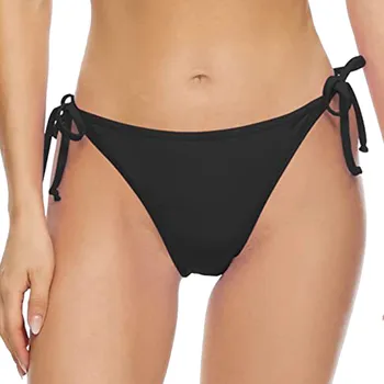 Bikini Altları Kadın Mayo Şort Siyah Iç Çamaşırı Ayarlanabilir Yan Kravat Yüzmek Külot Yüksek Bel Seksi Plaj Mayo Artı Boyutu
