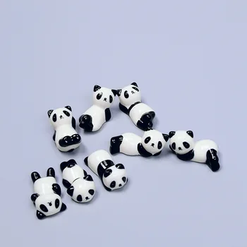 Bir Set Sevimli Panda Minyatürleri Güzel Seramik Hayvan Süsler El Yapımı El Sanatları Masa Süslemeleri kalemlik