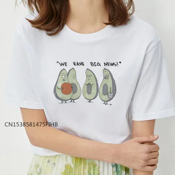 BİZ BÜYÜK S T Shirt Kadın Avokado Gömlek Vegan Serin Stil Moda Yumuşak Üst Kadın Gömlek Harajuku Kawaii kısa kollu tişört