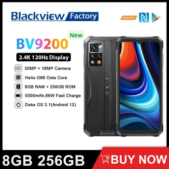BLACKVİEW BV9200 8GB 256GB güçlendirilmiş akıllı telefon 66W Hızlı Şarj Cep Telefonu 6.6 İnç 120Hz Ekran 50MP Kamera Android 12 Cep Telefonu