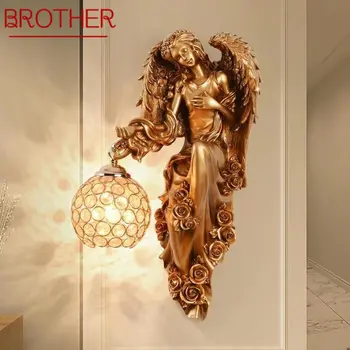 BROTHER Modern kapalı melek duvar ışık led altın yaratıcı avrupa reçine aplik lambası dekor ev oturma odası yatak odası