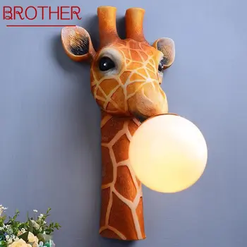 BROTHER Çağdaş Kapalı duvar lambası LED yaratıcı karikatür Zürafa reçine Aplik ışık ev çocuk yatak odası koridor