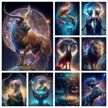 Burç Takımyıldızı DİY Elmas Boyama Yeni 2023 Mozaik Nakış Fantezi Sanat Çapraz Dikiş kitleri El Yapımı ev dekoru