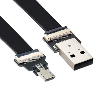 Cablecc USB 2.0 Tip-A Erkek Mikro USB 5pin Erkek Veri Düz İnce FPC Kablosu FPV için