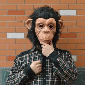 Cadılar bayramı Hayvan Gösterisi Maskesi Büyük Kulak Kong Orangutan Maskesi Kostüm topu Maskesi Maymun Gorilla Başlık Hayvanat Bahçesi Sahne