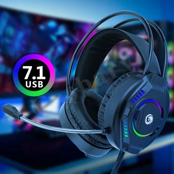 Cosbary 2023 Yeni Ücretsiz Kargo 7.1 USB Oyun mikrofonlu kulaklık Renkli LED Kablolu Oyun Kulaklık PS4 pc bilgisayar Xbox