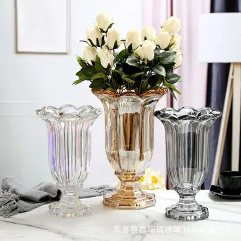 Dekoratif vazolar modern iskandinav şeffaf topraksız cam vazo oturma odası dekor süsler Çiçek vazo Dekorasyon yatak odası Sanat