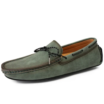 Deri makosenler Ayakkabı Erkekler Vintage Tekne Ayakkabı Yumuşak sürüş ayakkabısı üzerinde Kayma Mokasen Hombre El Yapımı erkek mokasen ayakkabıları Büyük Boy 49 48