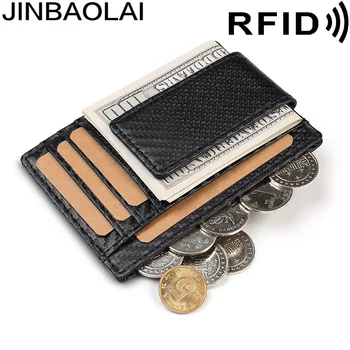 Deri Ultra ince RFID kart tutucu Sıcak Moda Kısa İlk Katman deri cüzdan Erkek / kadın Dolar Sandviç Deri Toka Cüzdan