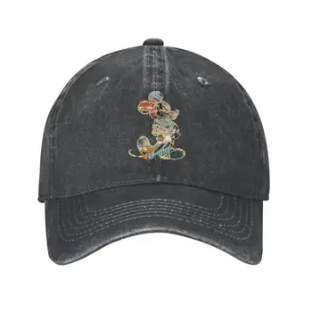 Disney Mickey Mouse Komik Siluet Beyzbol Kapaklar Vintage Sıkıntılı Denim güneşlikli kep Erkekler Kadınlar Açık Yaz Ayarlanabilir Şapka Kap