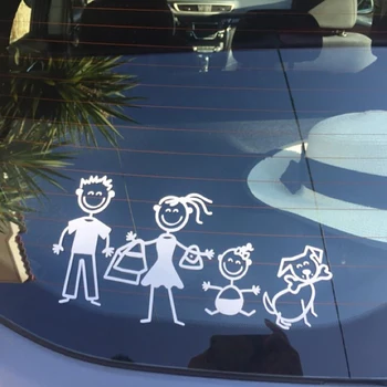 DIY Komik Karikatür Aile Numaraları Grubu Çıkartmalar Ve Çıkartma, Araba Pencereleri Tampon Dekor vinil yapışkan Etiketleri, Özel Aile Sticker