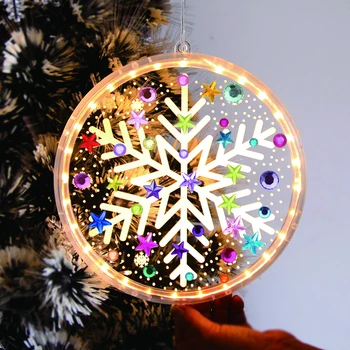 DIY Noel Elmas Boyama Asılı led ışık 5D Elmas Mozaik nakış lamba gece lambası ev Gece Lambası Dekor