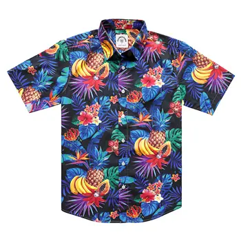 Dubinik havai gömleği Erkekler için Yaz Aloha Tropikal Plaj Kısa Kollu Düğme Aşağı Baskı Plaj Gömlek