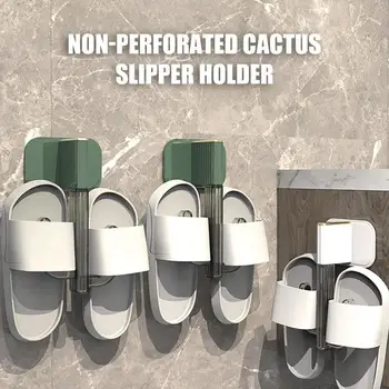 Duvara Monte Yumruk Ücretsiz Ayakkabı Rafı Boşaltılabilir Kaktüs Şekli Ayakkabı Tutucu Ev Terlik Depolama Kanca Banyo Organizatör