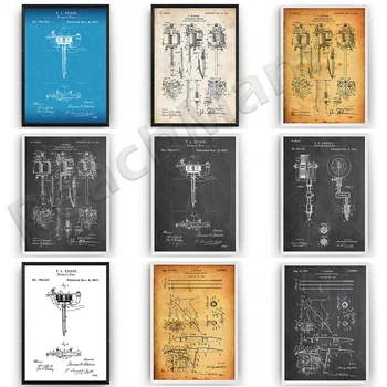 Dövme makinesi 1891 patent baskı duvar sanat posterleri sanatçı blueprint hediye