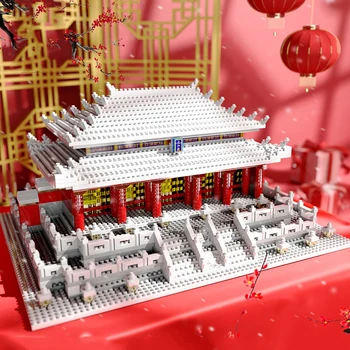 Dünya Mimarisi Salonu Yüce Harmony Taihe Saray 3D Modeli DIY Mini Elmas Blokları Tuğla Yapı Oyuncak Çocuklar için