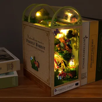 Dıy Ahşap Kitap Nook Raf Ekleme Kiti Minyatür Peri Masalı Şehir Kitaplık Orman Evi Dollhouse Bookend Oyuncaklar Kızlar Noel Hediyeleri
