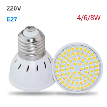 E27 4W 6W 8W LED ampul lamba 36Leds 54Leds 72Leds Spot ışık 220V 230V 240V Lampada Led mutfak otel yatak odası ışıkları lamba 1 ADET