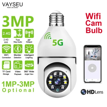 E27 Cam lamba Wifi 2.4 G 5G IP65 CCTV 5W LED ışık 1MP 2MP 3MP IP kamera ampul