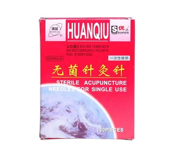 Ekipmanları Geleneksel Çin Tıbbı HUANQİU Marka 100 Tek Kullanımlık Steril Akupunktur İğneleri