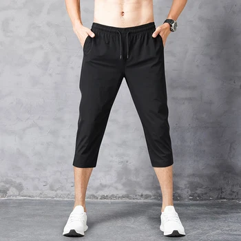 Erkek 8XL Artı Boyutu Rahat Buzağı Uzunlukta Şort Pantolon Elastik Joggers Hafif Hızlı Kuru Eşofman Spor Erkek Sweatpants Pantolon