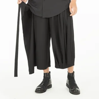 Erkek Geniş Bacak Pantolon İlkbahar Ve Sonbahar Yeni Yamamoto Tarzı erkek Ve kadın Aynı Stil Kişilik Rahat Gevşek Dokuz Puan Pantolon